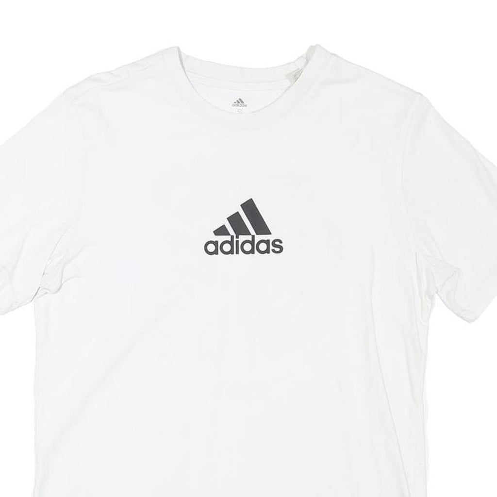 ADIDAS Mens White Graphic Logo T-Shirt S Short Sleeve Crew Neck Casual