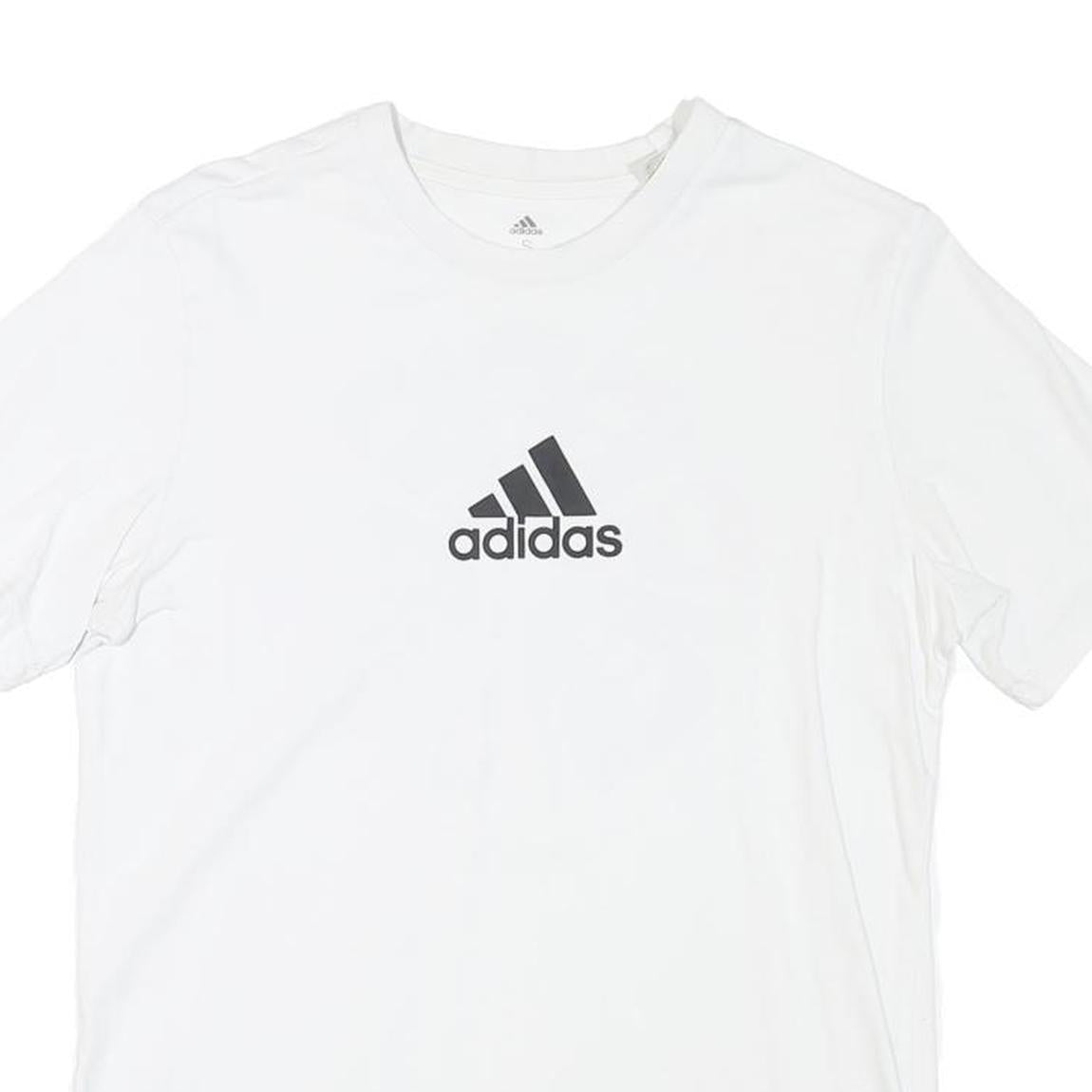 ADIDAS Mens White Graphic Logo T-Shirt S Short Sleeve Crew Neck Casual