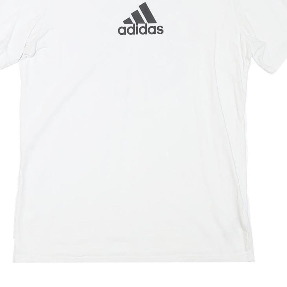 ADIDAS Mens White Graphic Logo T-Shirt S Short Sleeve Crew Neck Casual