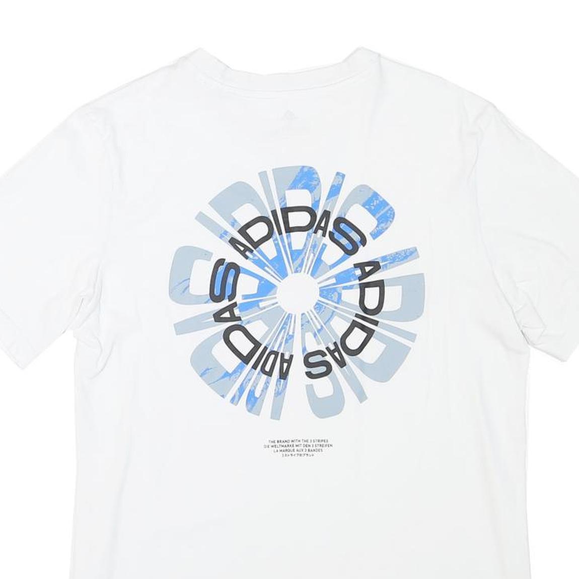 ADIDAS Mens White Graphic Logo T-Shirt S Short Sleeve Crew Neck Casual