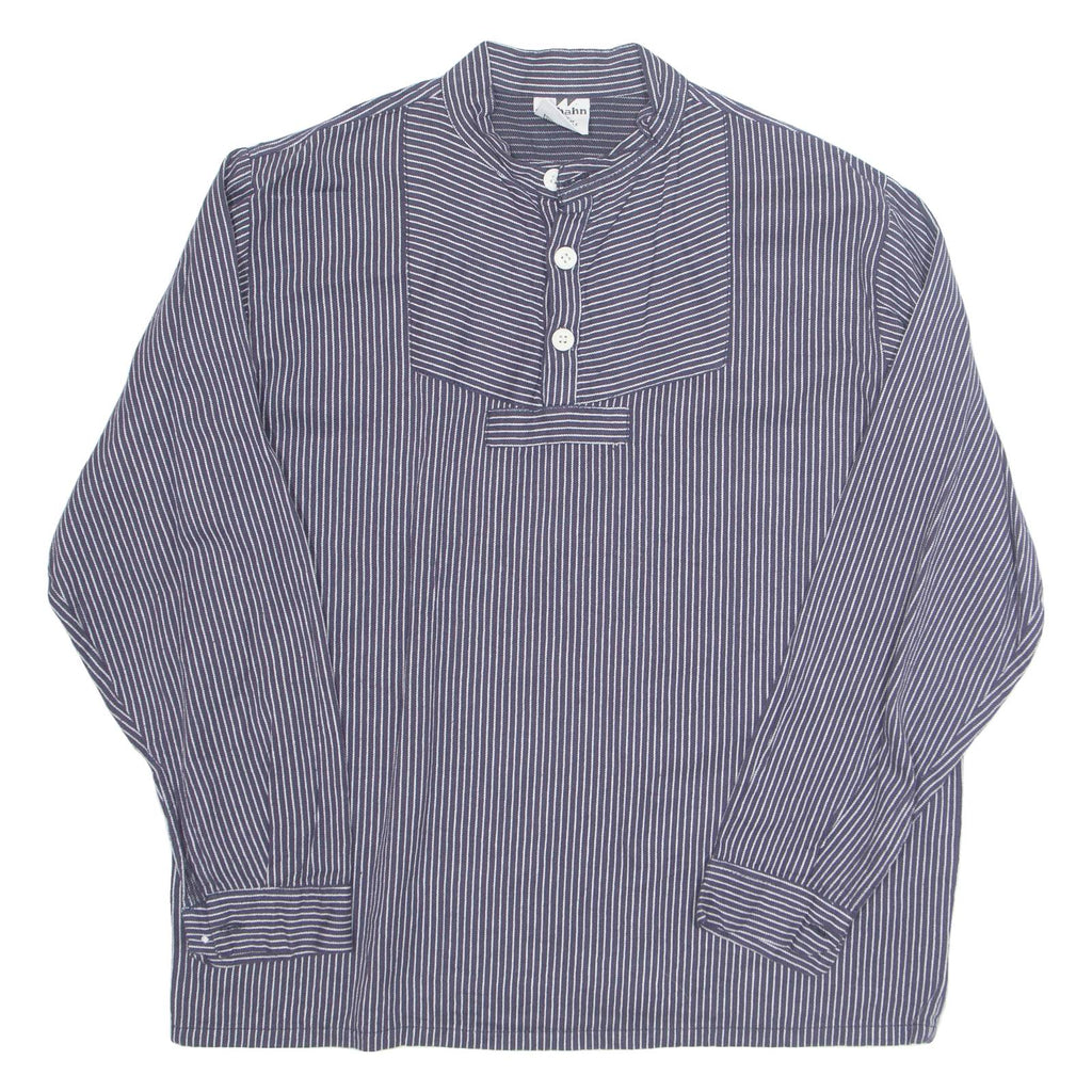 WILKHAHN Womens Printed Top Blue Button Neck Long Sleeve Striped L