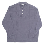 WILKHAHN Womens Printed Top Blue Button Neck Long Sleeve Striped L