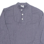 WILKHAHN Womens Printed Top Blue Button Neck Long Sleeve Striped L