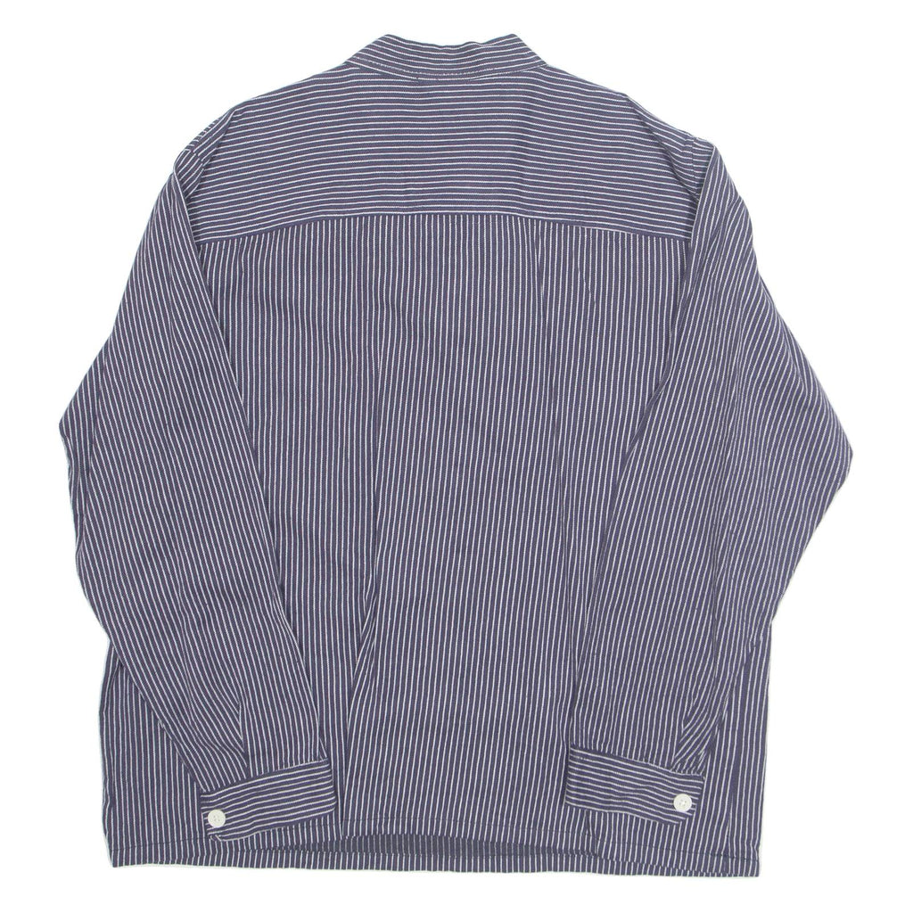 WILKHAHN Womens Printed Top Blue Button Neck Long Sleeve Striped L