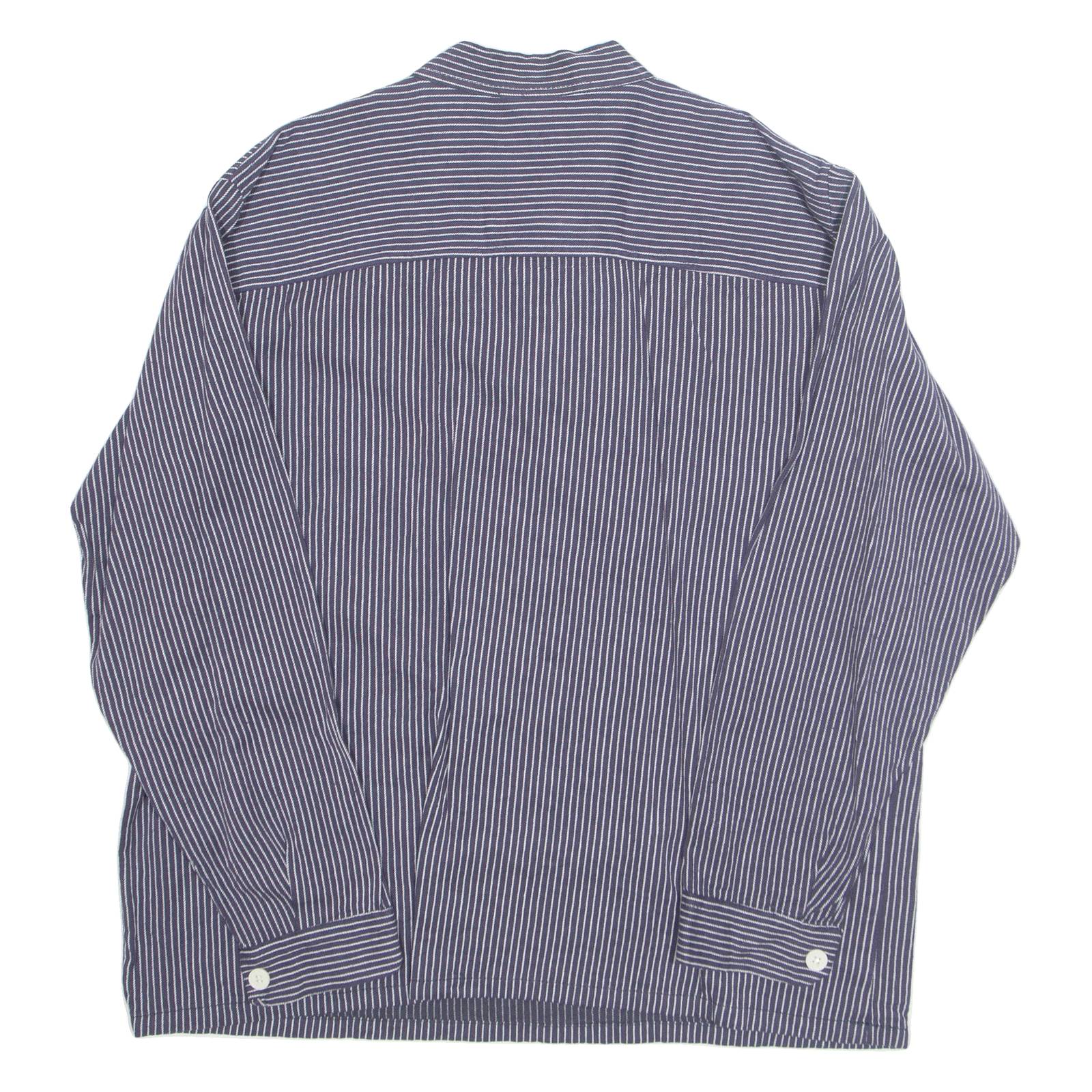 WILKHAHN Womens Printed Top Blue Button Neck Long Sleeve Striped L
