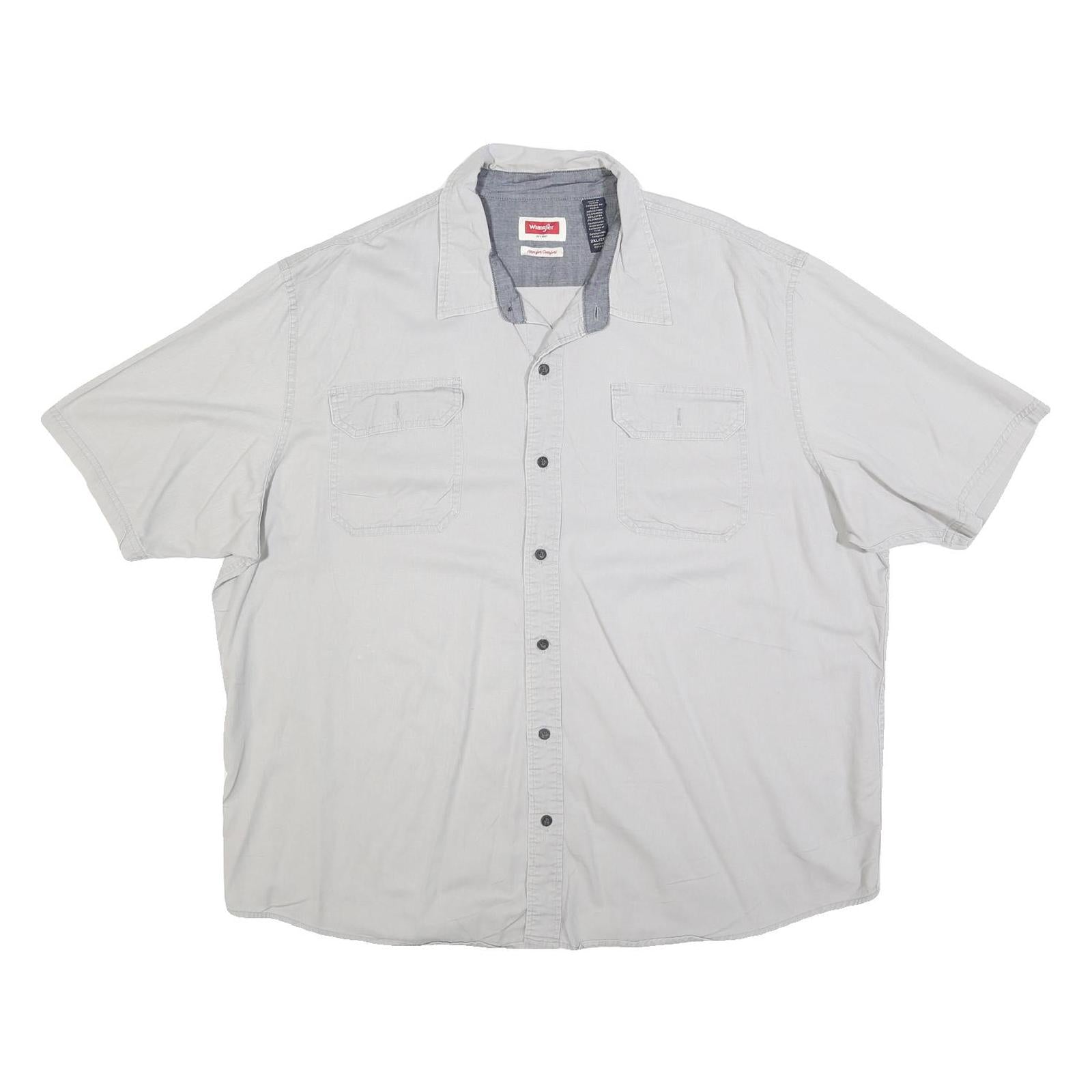 WRANGLER Mens White Relaxed Fit 2XL Cotton Blend Short Sleeve Shirt Casual