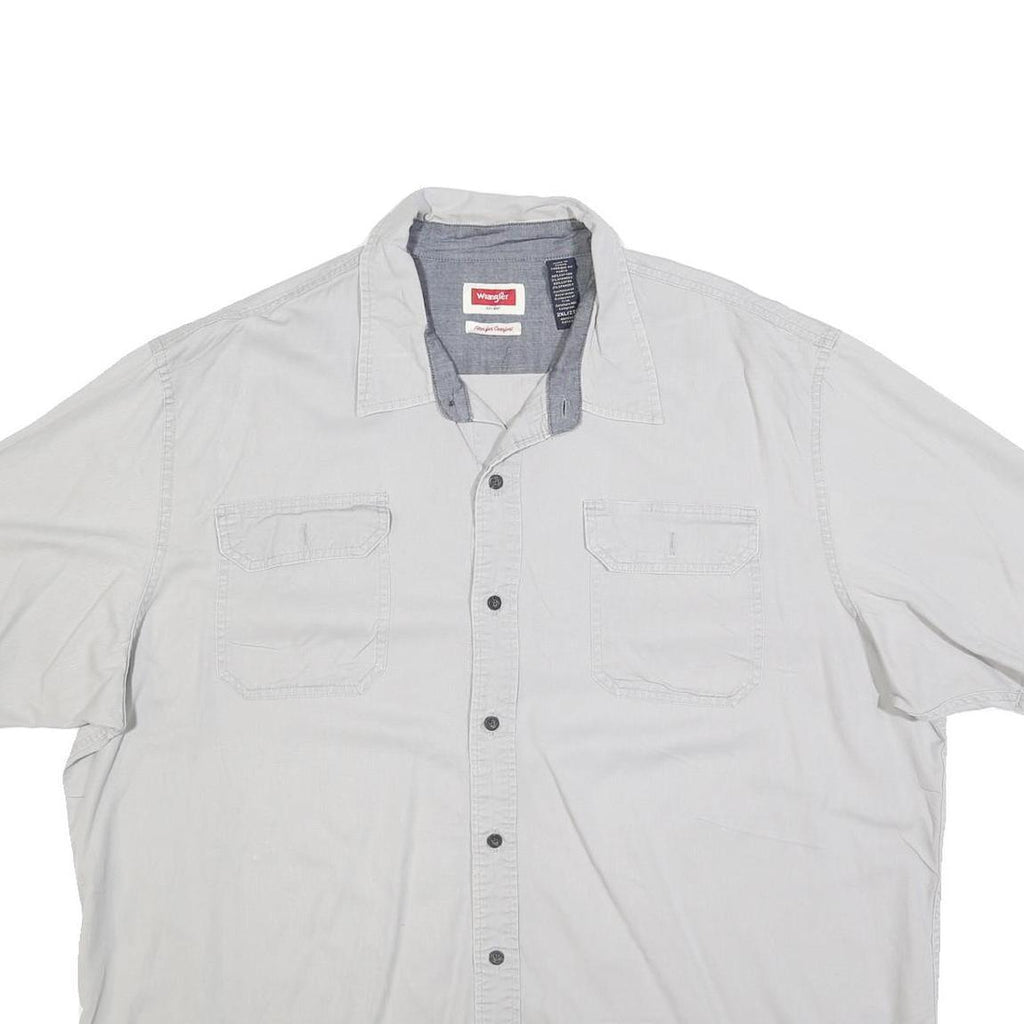 WRANGLER Mens White Relaxed Fit 2XL Cotton Blend Short Sleeve Shirt Casual