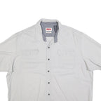 WRANGLER Mens White Relaxed Fit 2XL Cotton Blend Short Sleeve Shirt Casual