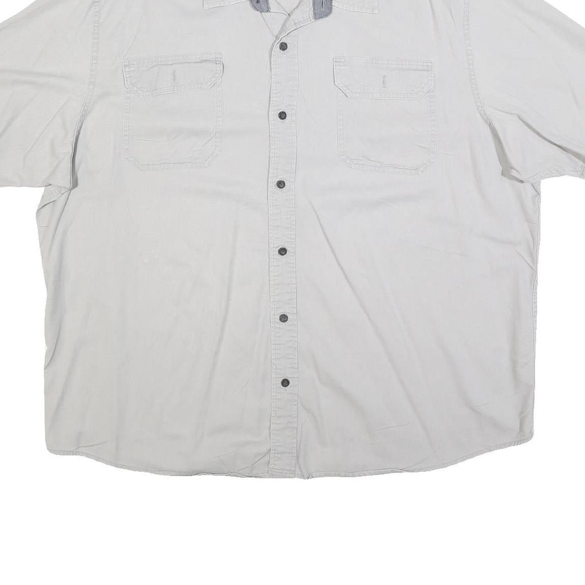 WRANGLER Mens White Relaxed Fit 2XL Cotton Blend Short Sleeve Shirt Casual