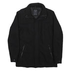 GUESS Mens Black Wool Blend Jacket S Zip Closure Classic Fit Outerwear