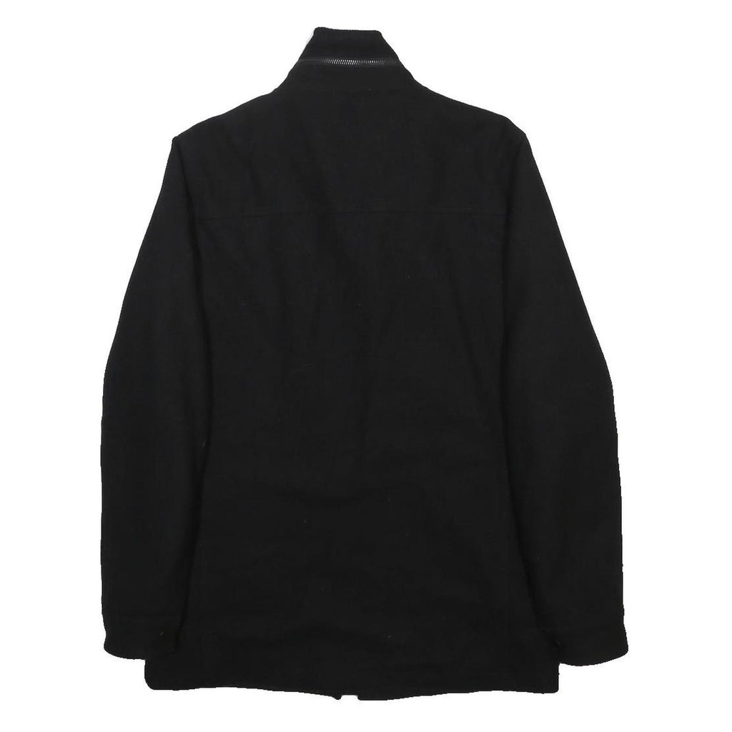 GUESS Mens Black Wool Blend Jacket S Zip Closure Classic Fit Outerwear