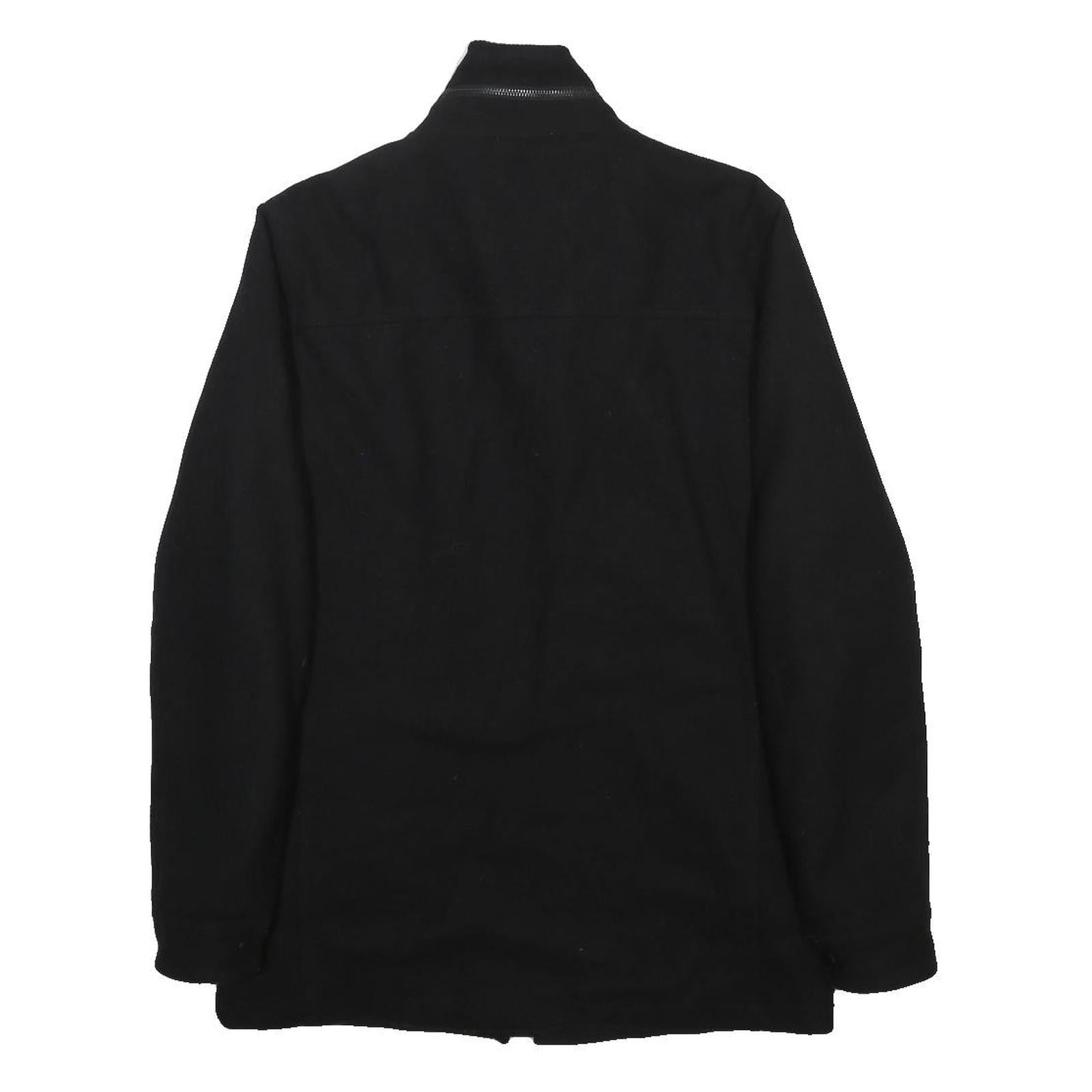 GUESS Mens Black Wool Blend Jacket S Zip Closure Classic Fit Outerwear