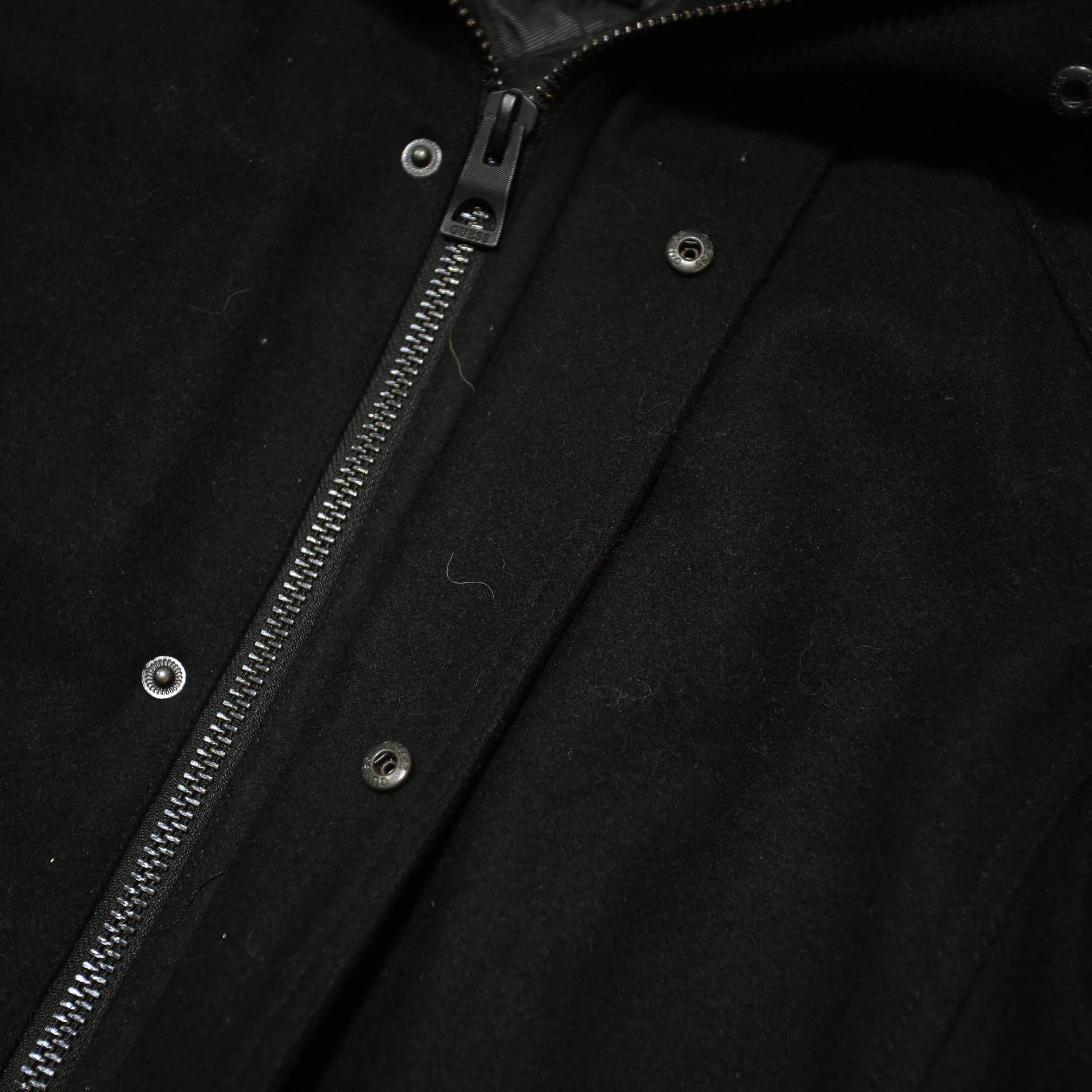 GUESS Mens Black Wool Blend Jacket S Zip Closure Classic Fit Outerwear