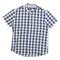 TOMMY HILFIGER Mens Blue & White Check Shirt XL Cotton Blend Short Sleeve Casual