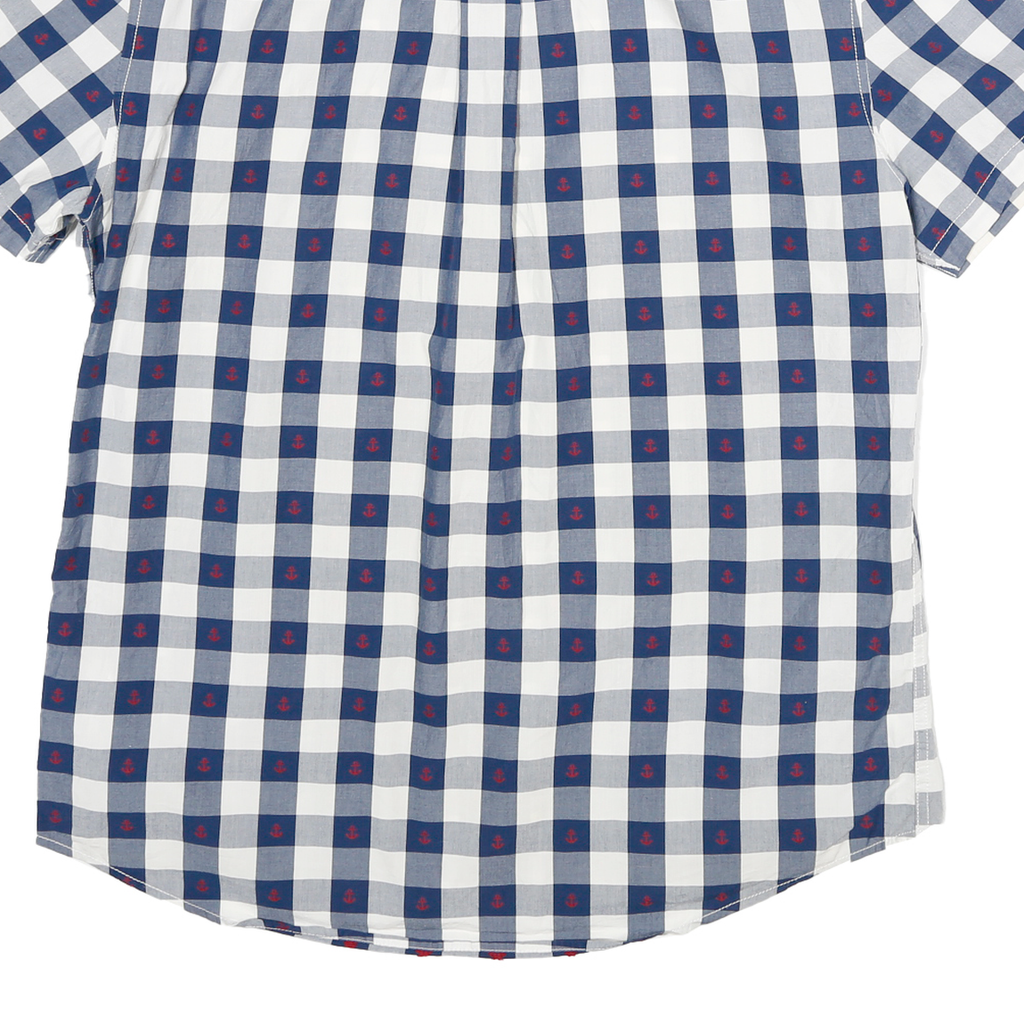 TOMMY HILFIGER Mens Blue & White Check Shirt XL Cotton Blend Short Sleeve Casual
