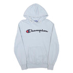 CHAMPION Mens Blue Pullover Hoodie S Champion Logo Cotton Blend