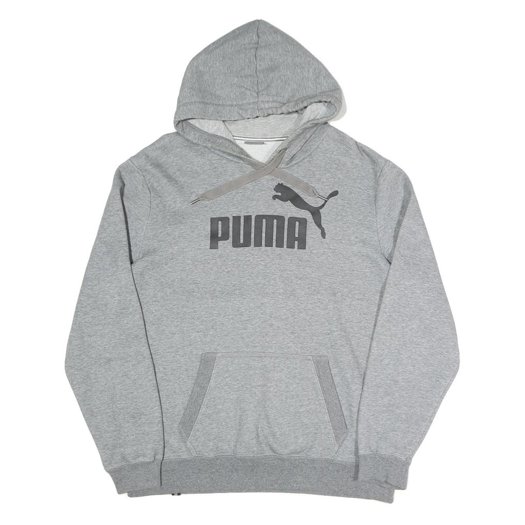 PUMA Mens Grey Hoodie L Cotton Blend Pullover Sportswear Casual