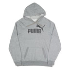 PUMA Mens Grey Hoodie L Cotton Blend Pullover Sportswear Casual