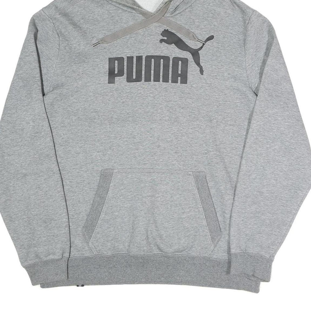 PUMA Mens Grey Hoodie L Cotton Blend Pullover Sportswear Casual