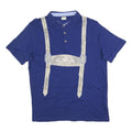 DER WILDSCHUTZ Mens Blue Short Sleeve Plain Polo Shirt L Cotton Blend Suspenders