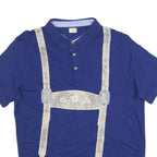 DER WILDSCHUTZ Mens Blue Short Sleeve Plain Polo Shirt L Cotton Blend Suspenders