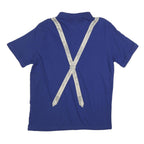 DER WILDSCHUTZ Mens Blue Short Sleeve Plain Polo Shirt L Cotton Blend Suspenders