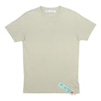 OFF-WHITE Mens Beige Graphic T-Shirt S Short Sleeve Crew Neck Cotton Jersey Logo