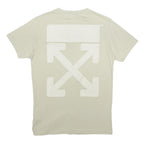 OFF-WHITE Mens Beige Graphic T-Shirt S Short Sleeve Crew Neck Cotton Jersey Logo