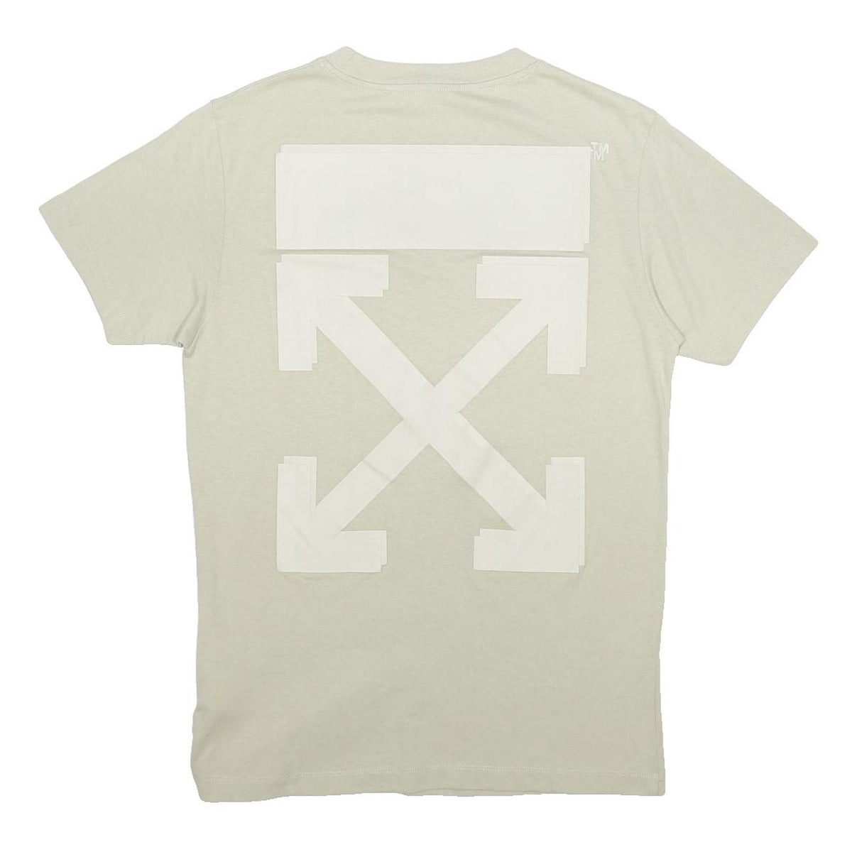 OFF-WHITE Mens Beige Graphic T-Shirt S Short Sleeve Crew Neck Cotton Jersey Logo