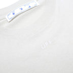 OFF-WHITE Mens Beige Graphic T-Shirt S Short Sleeve Crew Neck Cotton Jersey Logo