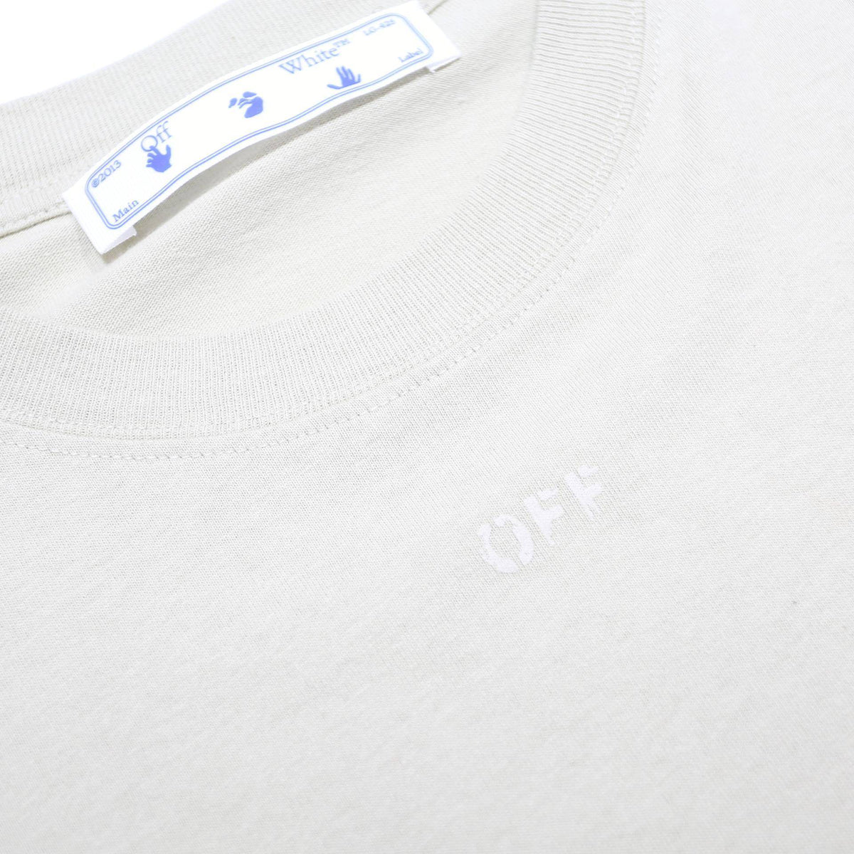 OFF-WHITE Mens Beige Graphic T-Shirt S Short Sleeve Crew Neck Cotton Jersey Logo