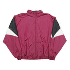 J. BLAIR Womens Burgundy & Black Zip Jacket XL Nylon Colourblock Lightweight