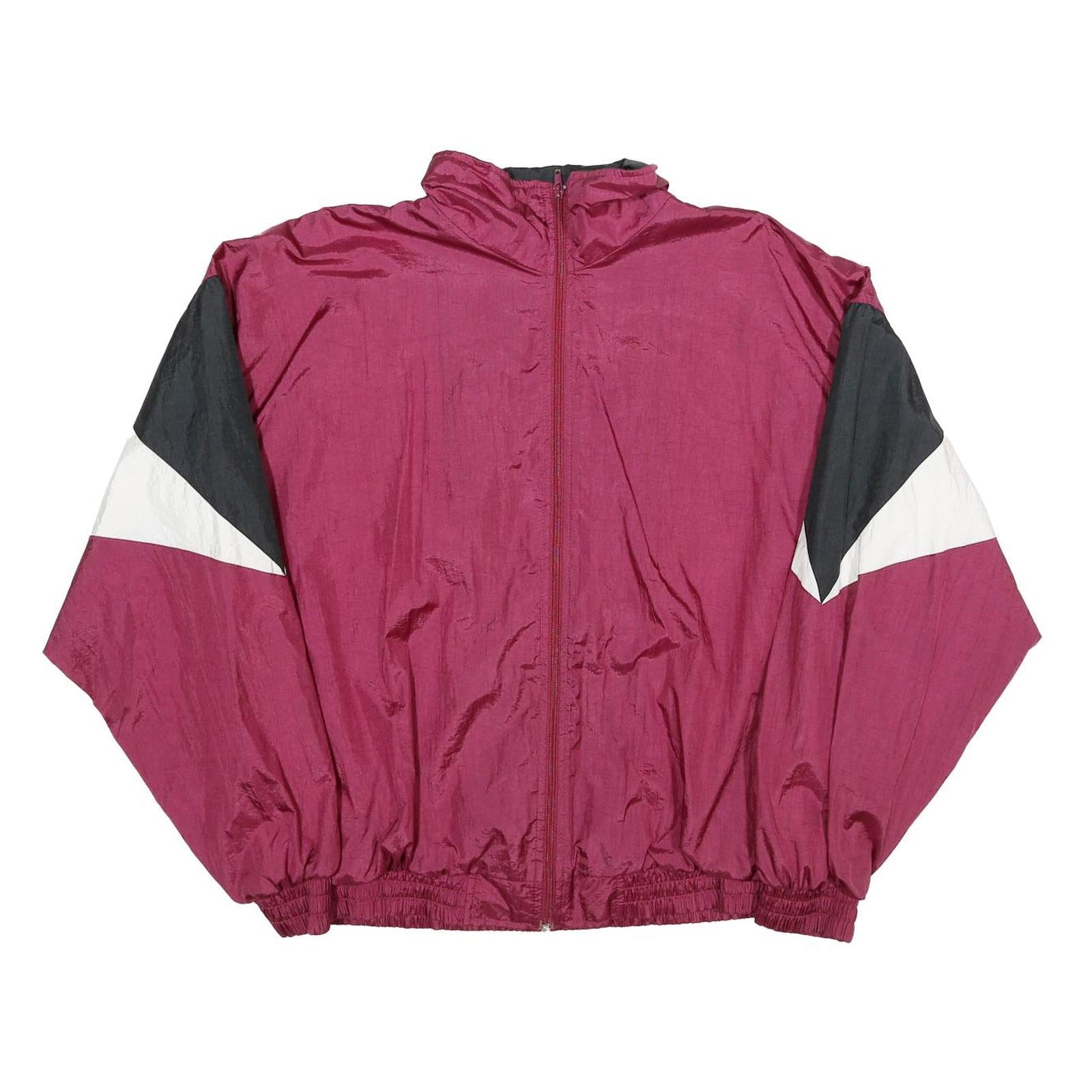 J. BLAIR Womens Burgundy & Black Zip Jacket XL Nylon Colourblock Lightweight