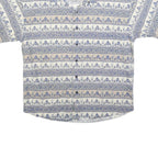HENRY GRETHEL Mens Cream & Blue Pattern Button Shirt M Lightweight Cotton