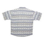 HENRY GRETHEL Mens Cream & Blue Pattern Button Shirt M Lightweight Cotton