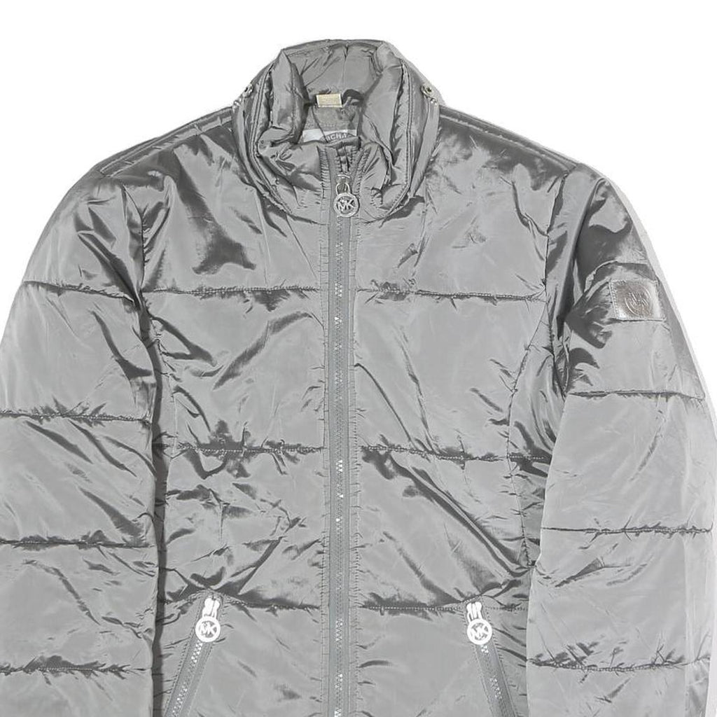 MICHAEL KORS Womens Grey Jacket S Polyester Puffer Zip Casual Lightweight