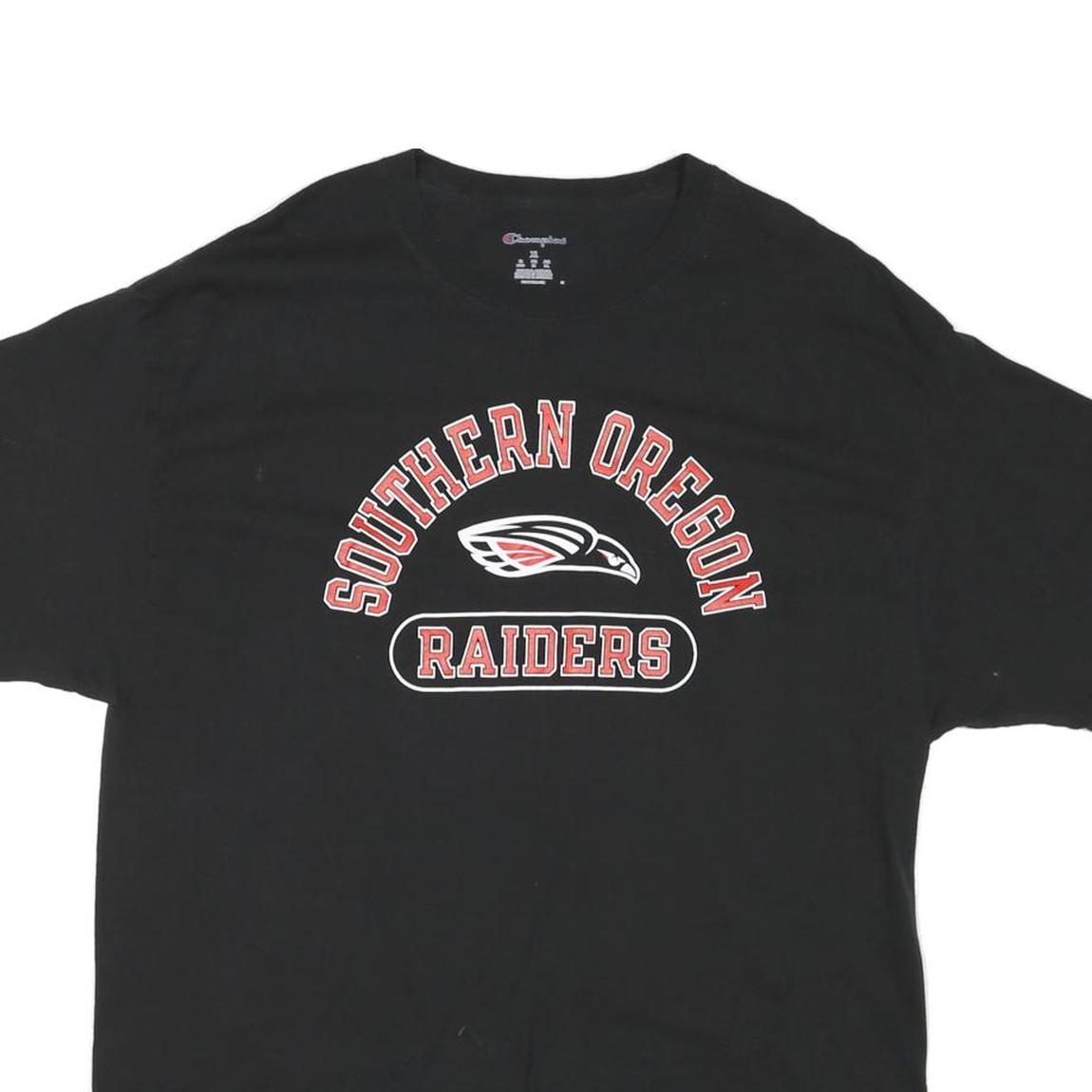 CHAMPION Mens Black Southern Oregon Raiders Graphic T-Shirt XL Crew Neck Short