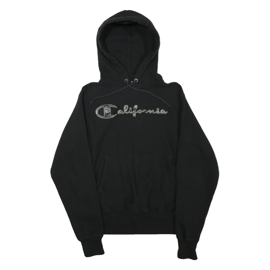 CHAMPION REVERSE WEAVE Mens Black California Pullover Hoodie S Cotton Blend