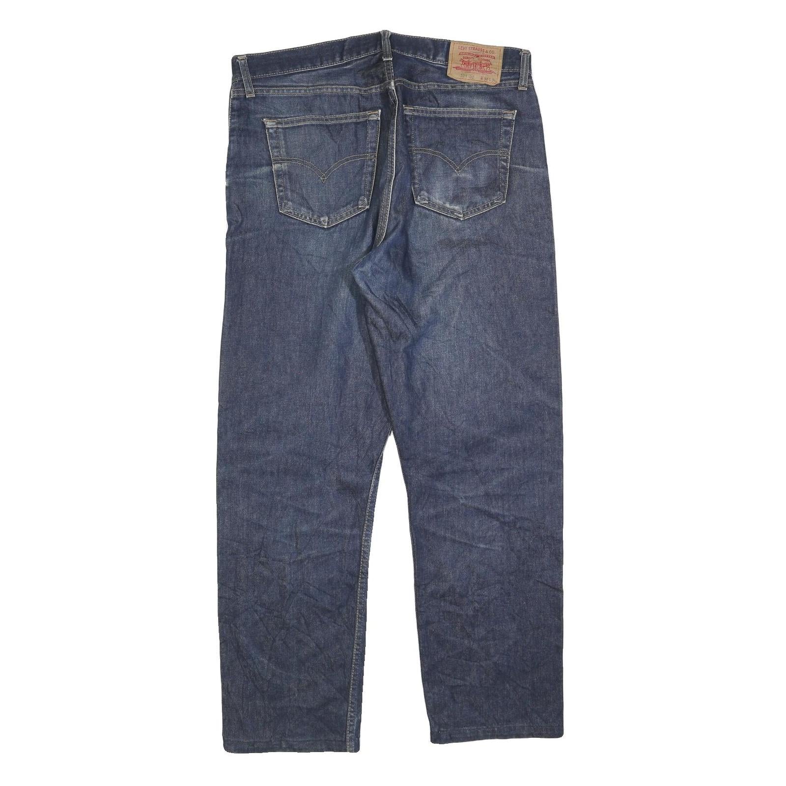 LEVI'S 521 02 Mens Jeans Blue Regular Straight Denim Medium W38 L30 Classic Fit