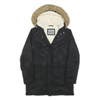LEVI'S Womens Black Faux Fur Hooded Jacket S Polyester Blend Zip Winter Coat