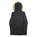 LEVI'S Womens Black Faux Fur Hooded Jacket S Polyester Blend Zip Winter Coat