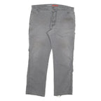 DICKIES Mens Cotton Blend Grey Regular Straight Trousers W38 L32 Workwear Zip