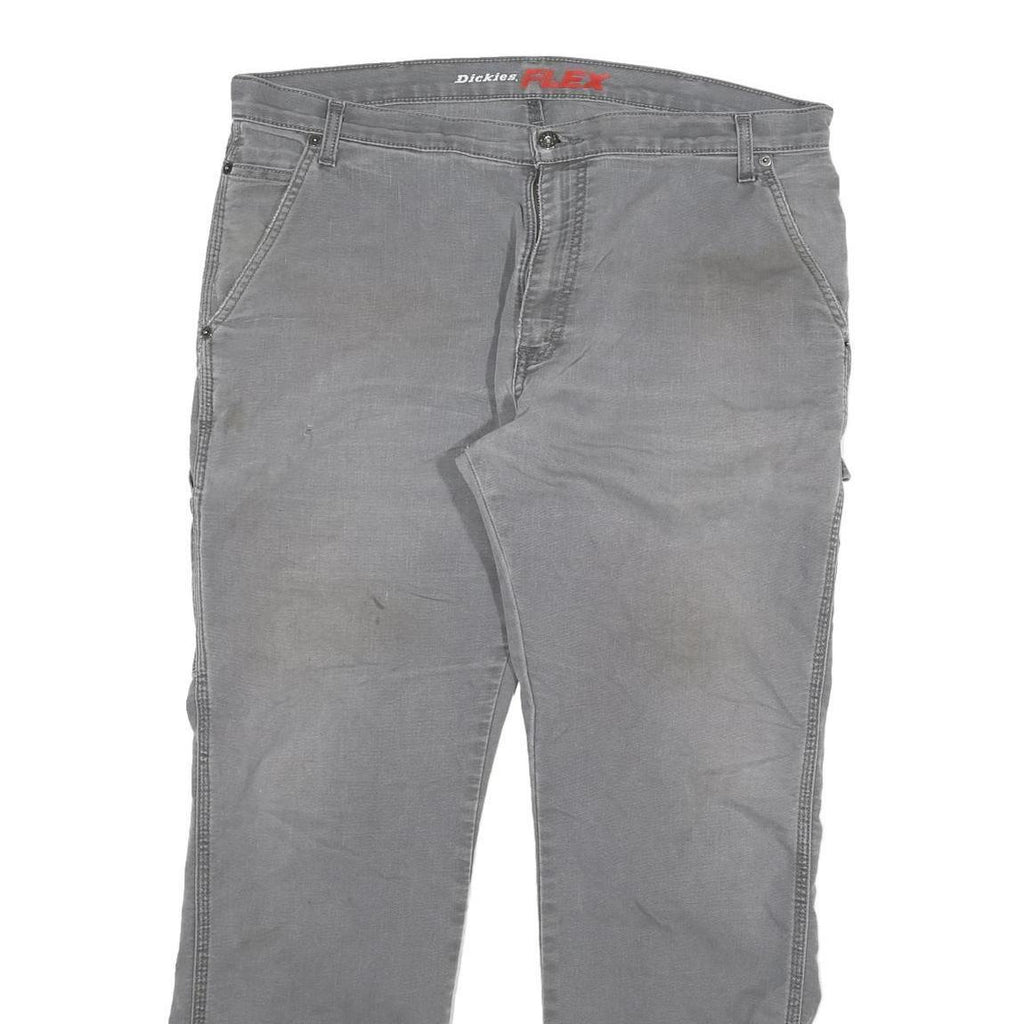 DICKIES Mens Cotton Blend Grey Regular Straight Trousers W38 L32 Workwear Zip