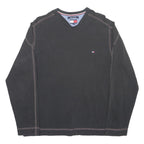 TOMMY JEANS Mens Black Sweatshirt Crew Neck L Cotton Blend Casual Pullover