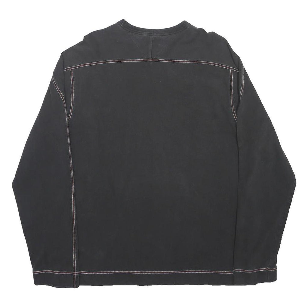 TOMMY JEANS Mens Black Sweatshirt Crew Neck L Cotton Blend Casual Pullover