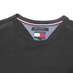 TOMMY JEANS Mens Black Sweatshirt Crew Neck L Cotton Blend Casual Pullover