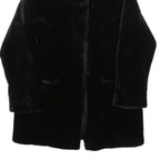 QUEENSWAY Womens Black Fur Effect Button Jacket L Polyester Blend Plush Soft