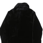 QUEENSWAY Womens Black Fur Effect Button Jacket L Polyester Blend Plush Soft