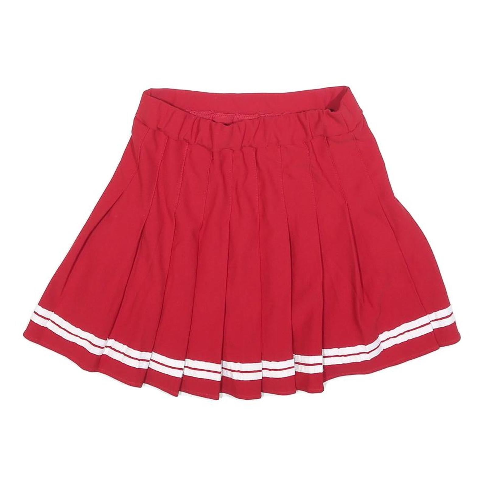 Womens Red White Stripe Pleated Mini Skirt Polyester Blend XS Cheerleader Style