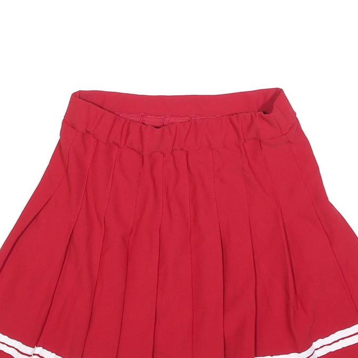 Womens Red White Stripe Pleated Mini Skirt Polyester Blend XS Cheerleader Style